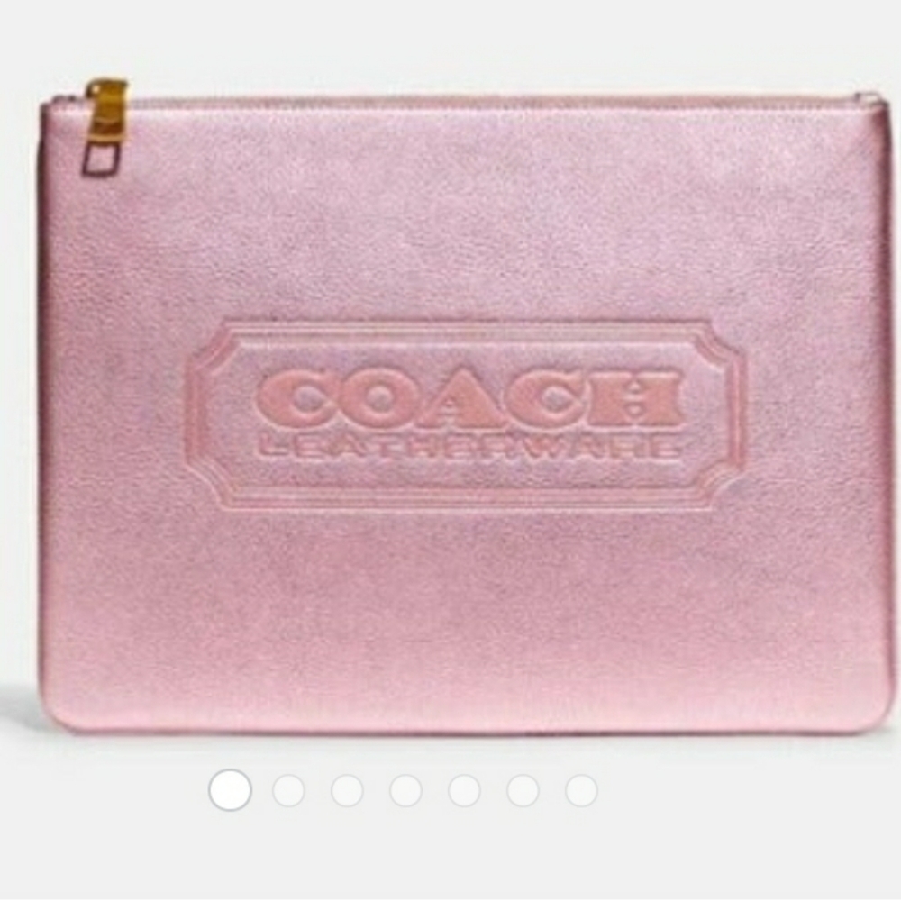 Coach Large Pouch Metallic Pink NWT